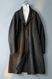 2025冬毛呢大衣英伦风简约中长款风衣羊毛立领外套W053P450控659图片