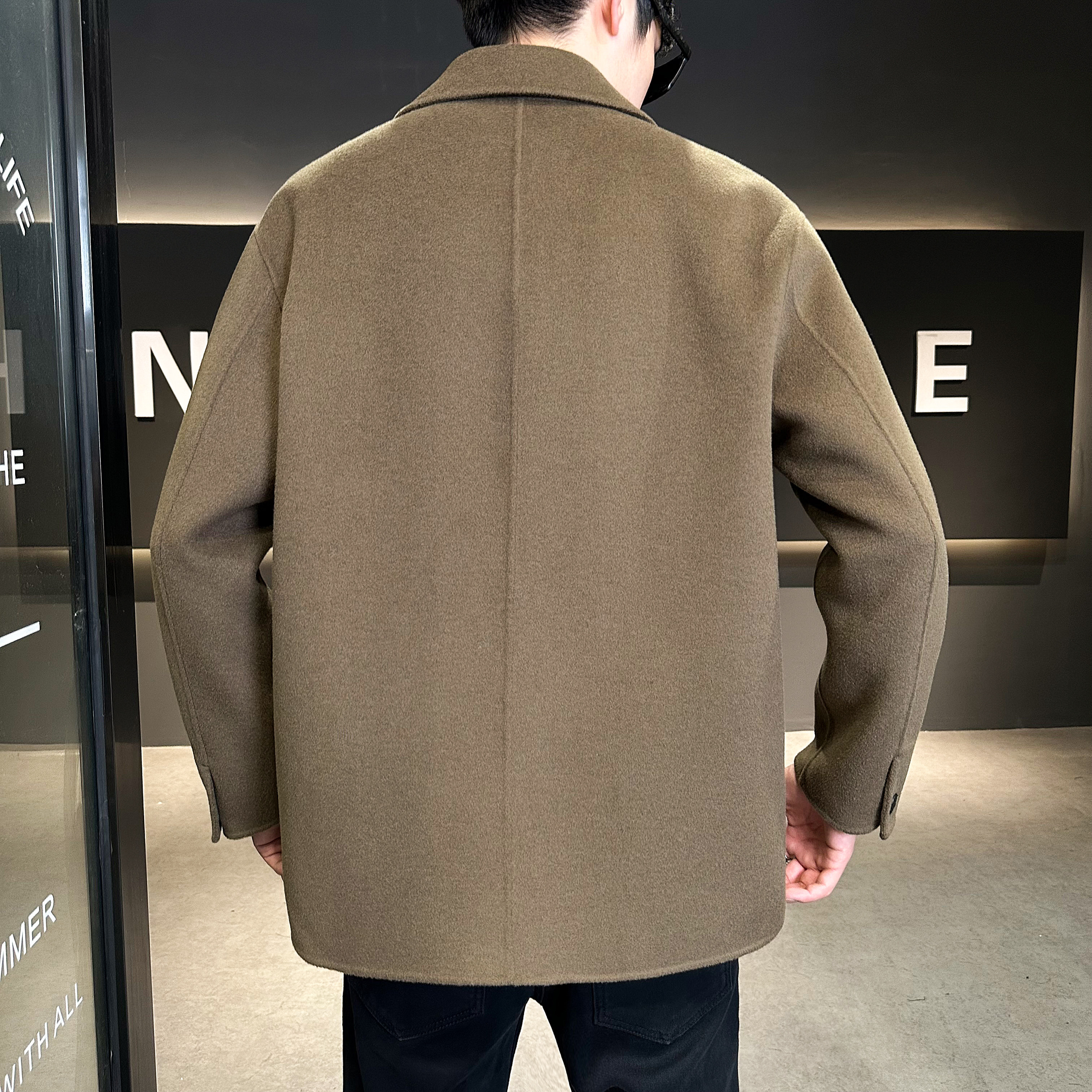 模特图短款风衣韩版毛呢大衣西装领羊毛D203-8237P315控499,男装风衣,电商D203(原钱塘6011)