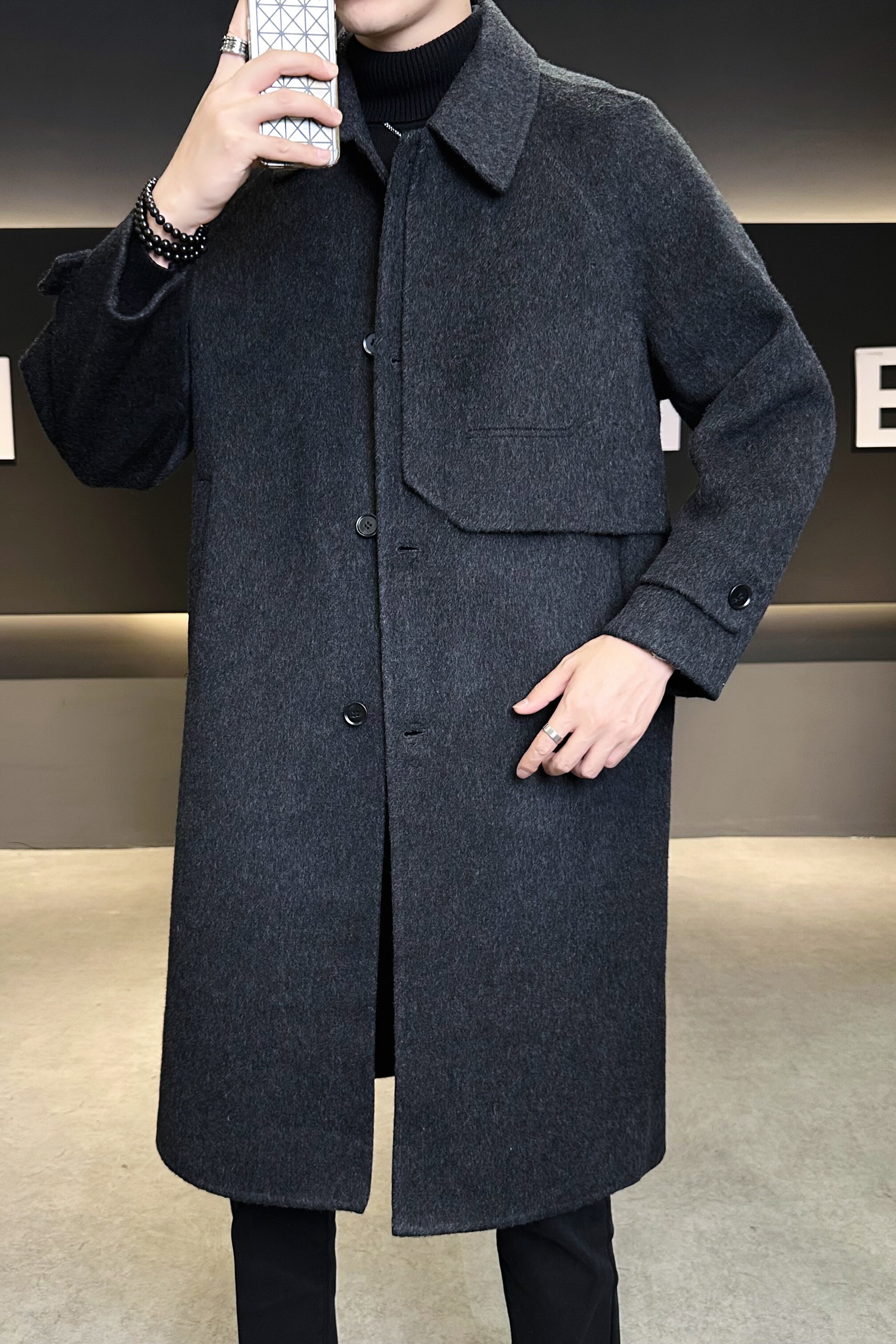 装西装领风衣毛呢双面呢大衣长款钱塘6016-5881P358控558,男装西服套装,电商D203(原钱塘6011)
