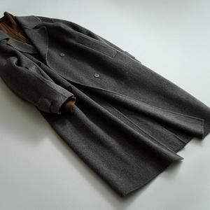 澳洲羊毛毛呢大衣长款英伦风风衣西装领外套绿色1851P575控958图片