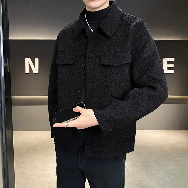 店主风长毛混色双面呢男士夹克青年毛呢大衣D203-68057P335控599,男装夹克,电商D203(原钱塘6011)
