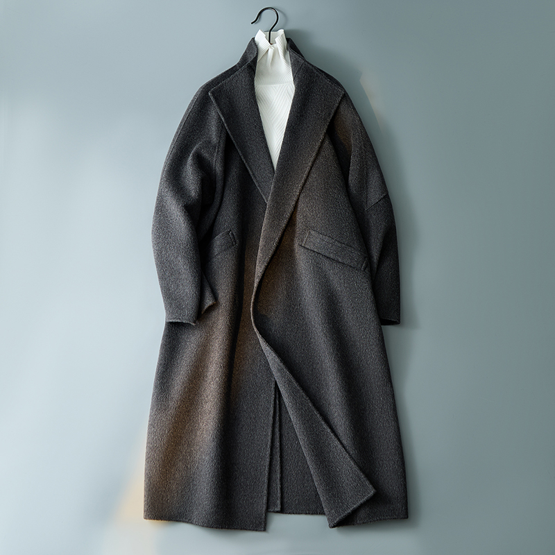 简欧阔版一粒扣大翻领格雷系风衣毛呢双面呢大衣W058P525控729，男装风衣，电商D203(原钱塘6011)