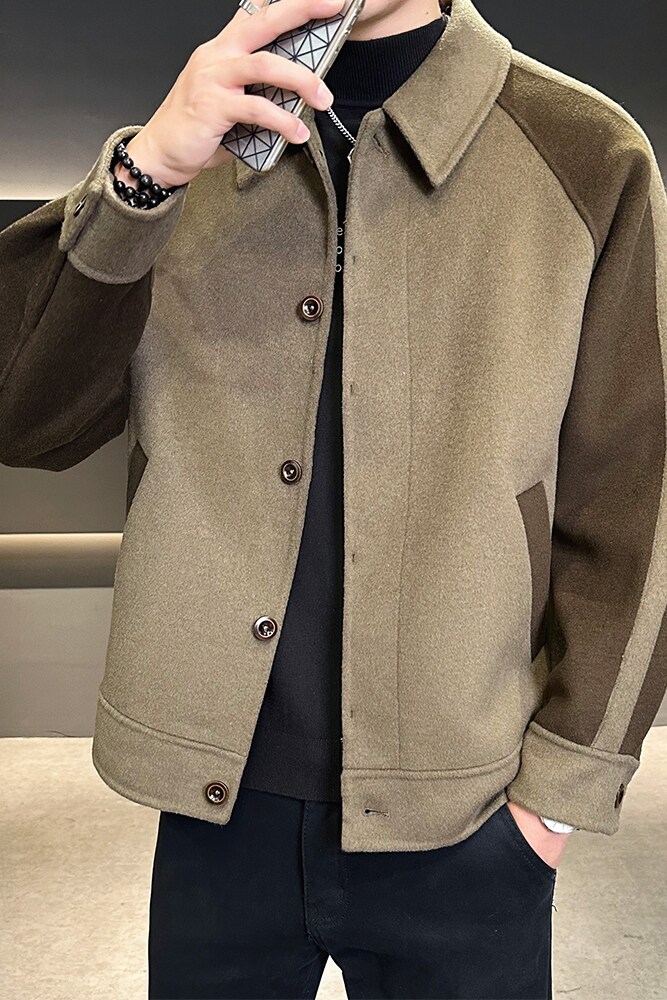 店主风羊毛呢外套双面呢夹克秋冬韩版大衣D203-68053P335控599,男装夹克,电商D203(原钱塘6011)