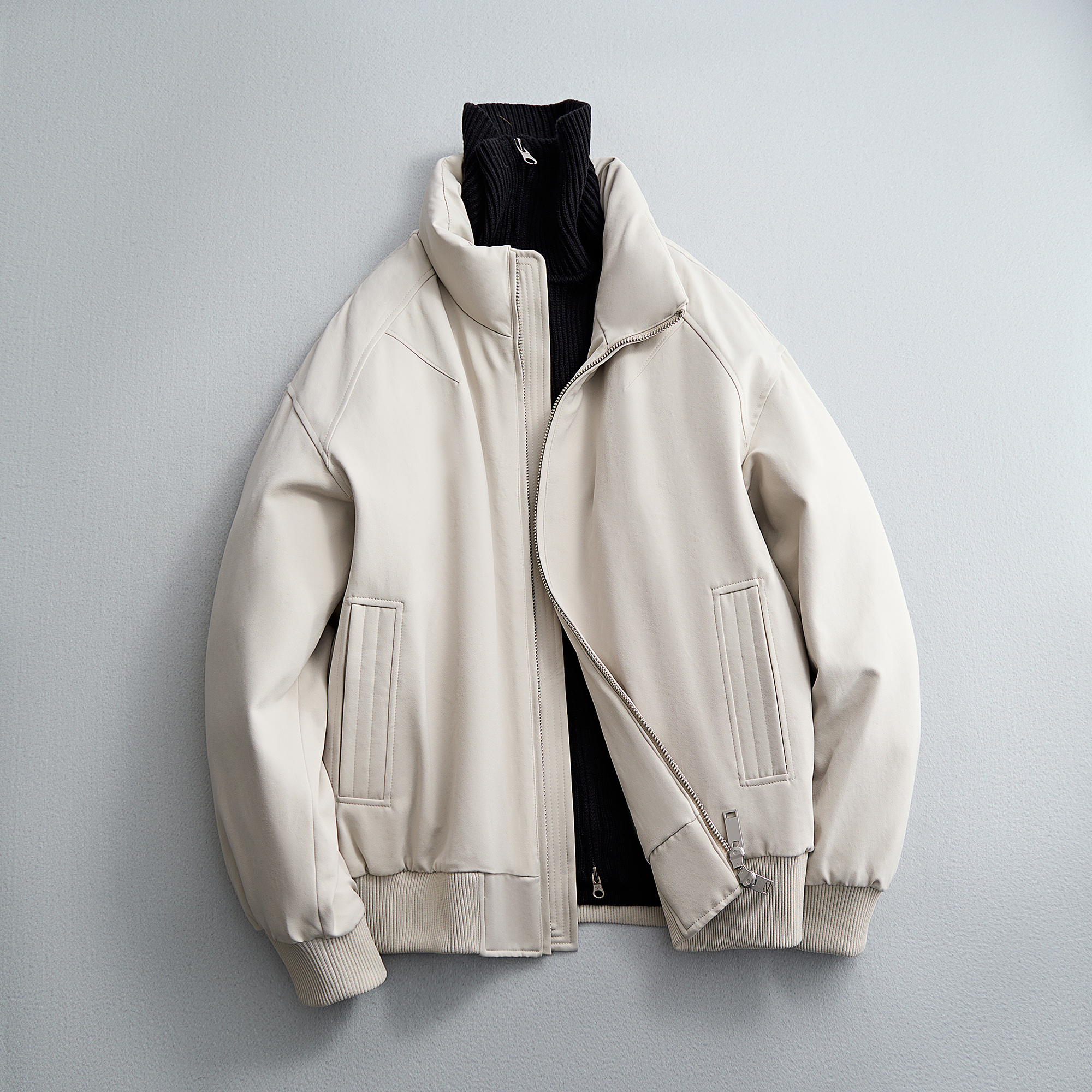 2025新款羽绒服螺纹松紧立领短款夹克外套QT6016-25315P330控699，男装夹克，电商D203(原钱塘6011)