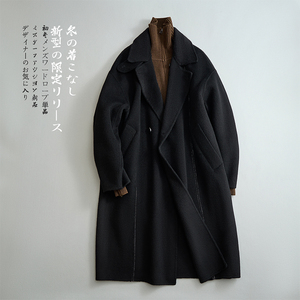 澳洲羊毛毛呢大衣长款英伦风风衣西装领外套混灰色88388P635控988图片