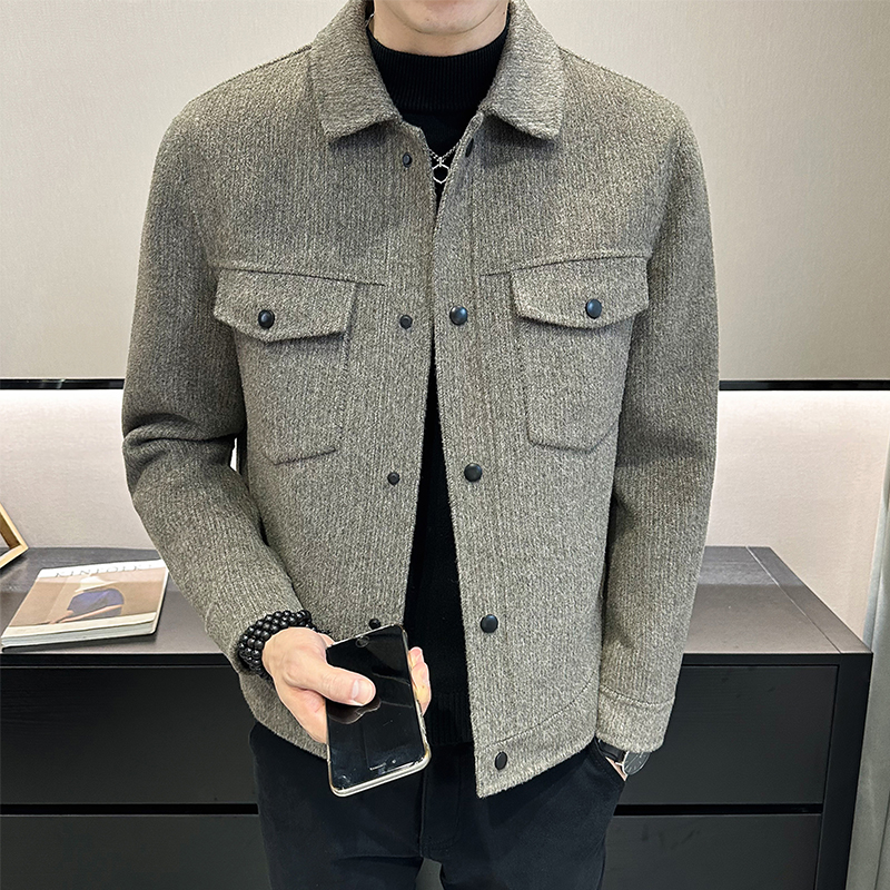 刺绣休闲双面呢翻领外套条纹夹克男装电商D203-1968-P290，男装夹克，电商D203(原钱塘6011)