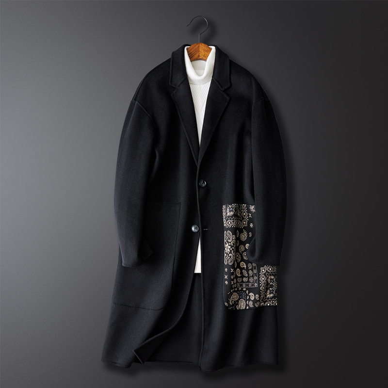 羊毛个性民族风大口袋中长款大版青年外套大衣824P335控498，男装民族服装，电商D203(原钱塘6011)