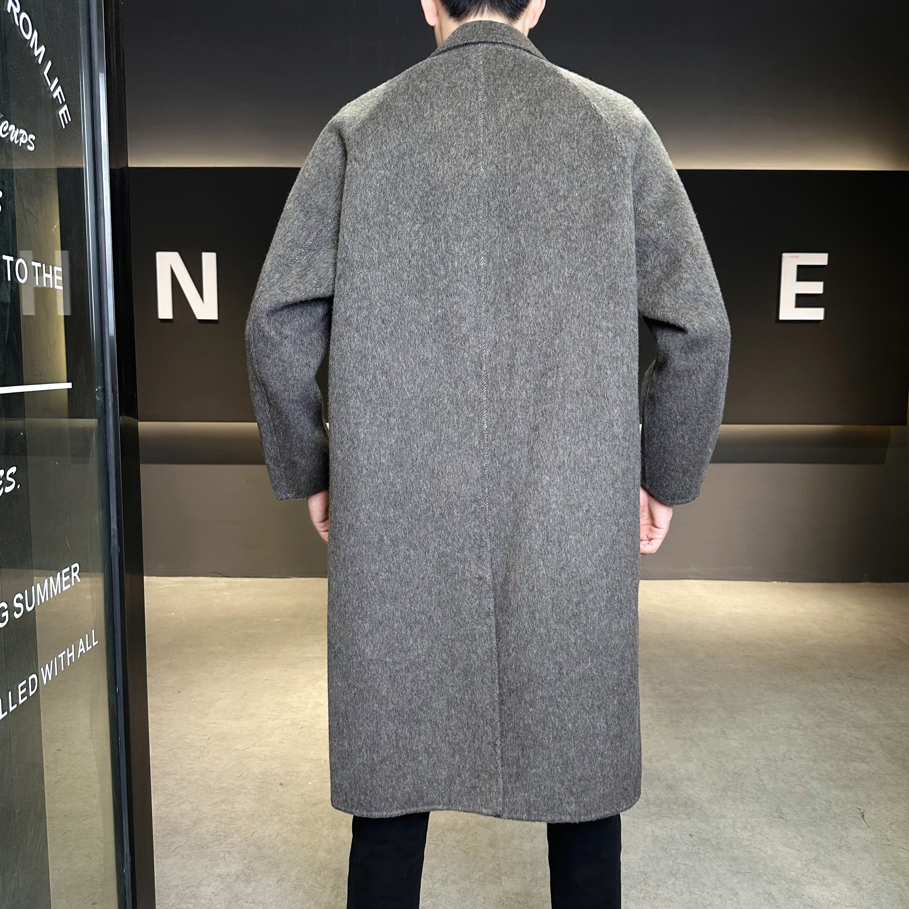 模特图装西装领风衣毛呢双面呢大衣长款钱塘6016-5881P358控558,男装西服套装,电商D203(原钱塘6011)