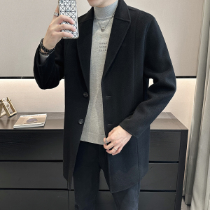 店主风 男商务西装款外套毛呢英伦风衣大衣D203-2034P430控699图片