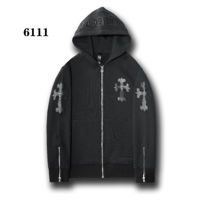 潮牌加绒加厚重工刺绣650克拉链款字母印花连帽夹克外套男女同款