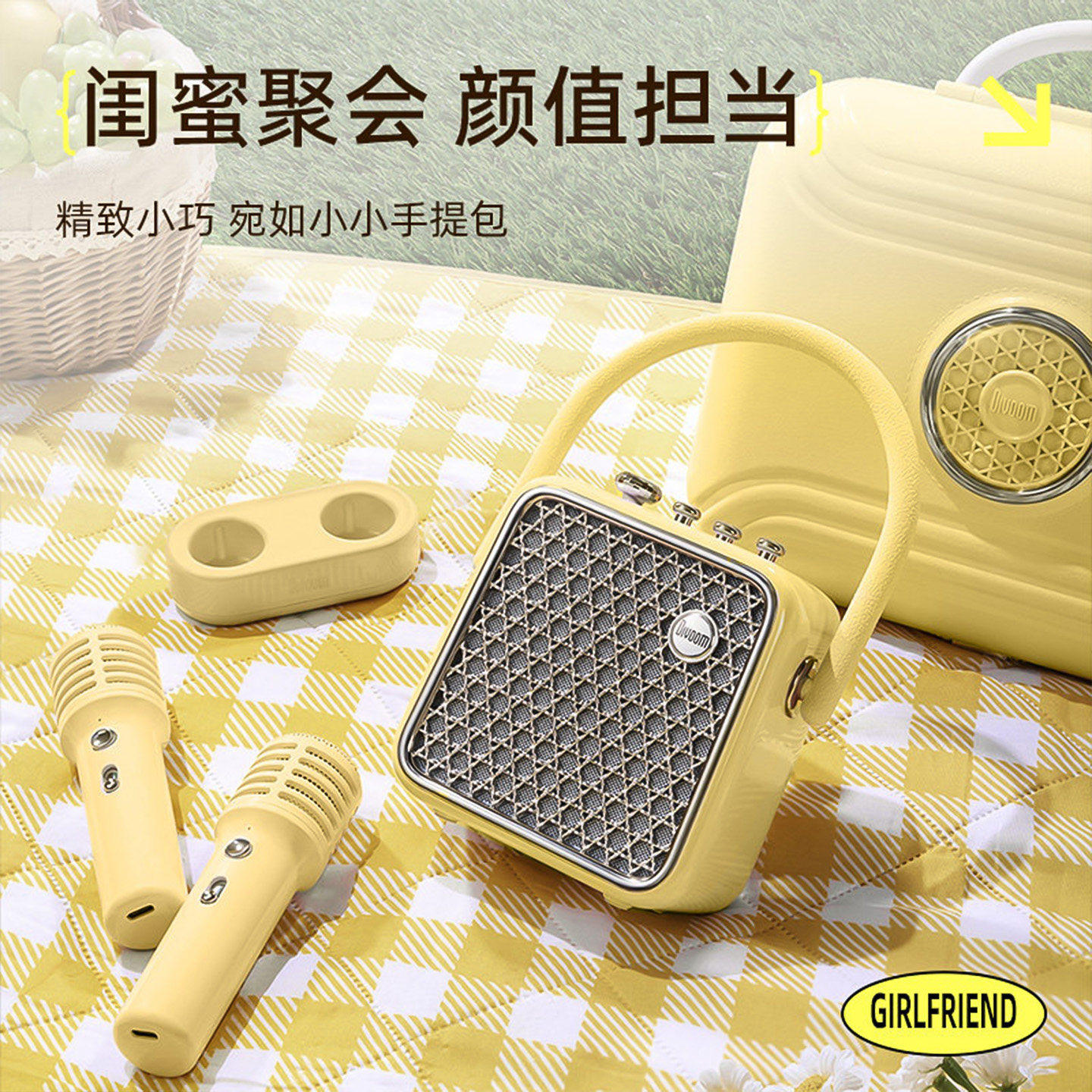 Divoom点音显眼包音响家用蓝牙ktv音响话筒一体便携户外双麦克风