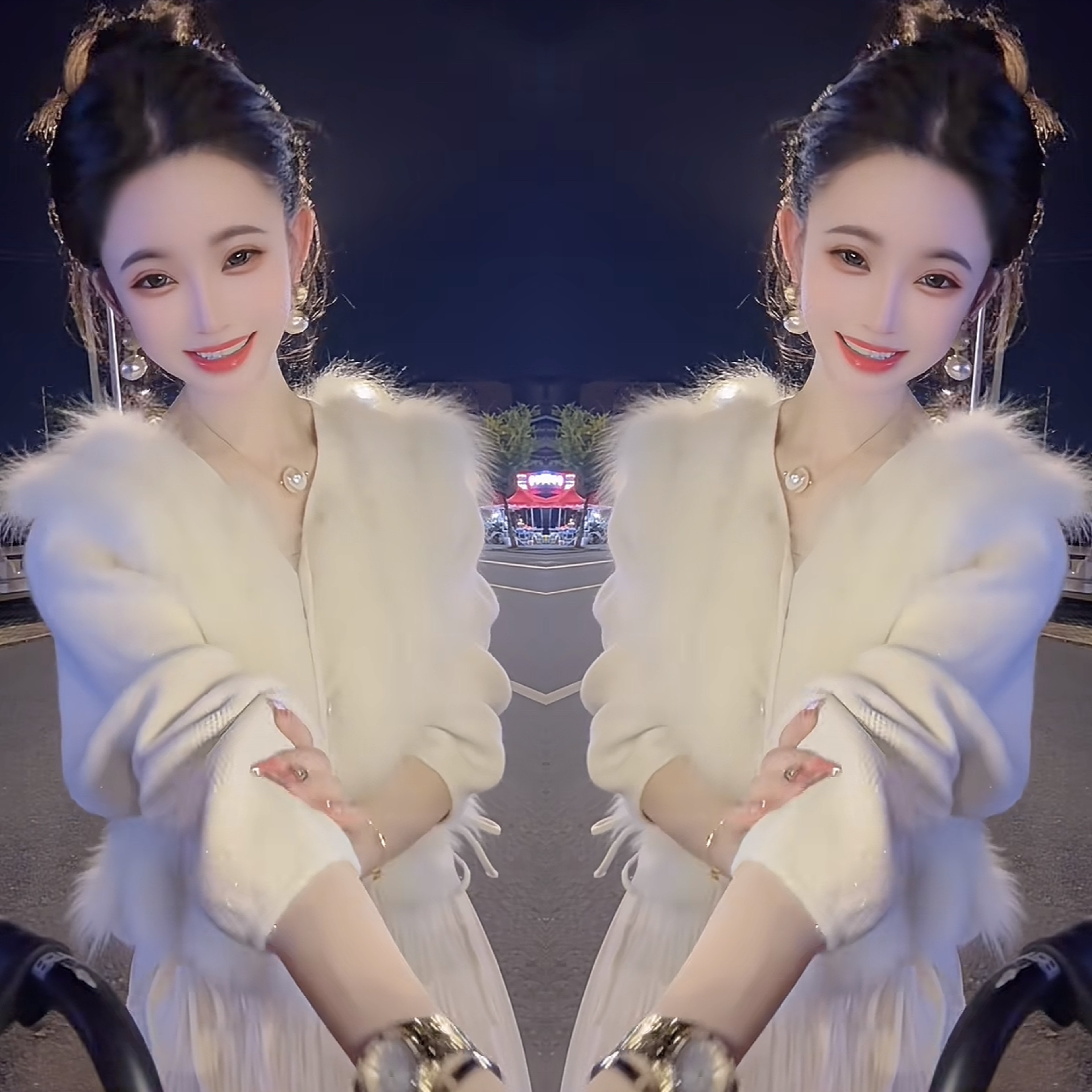 轻奢高贵长袖保暖外套甜美穿搭