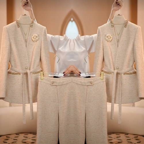 开衫系带纯色显白外套直筒裤