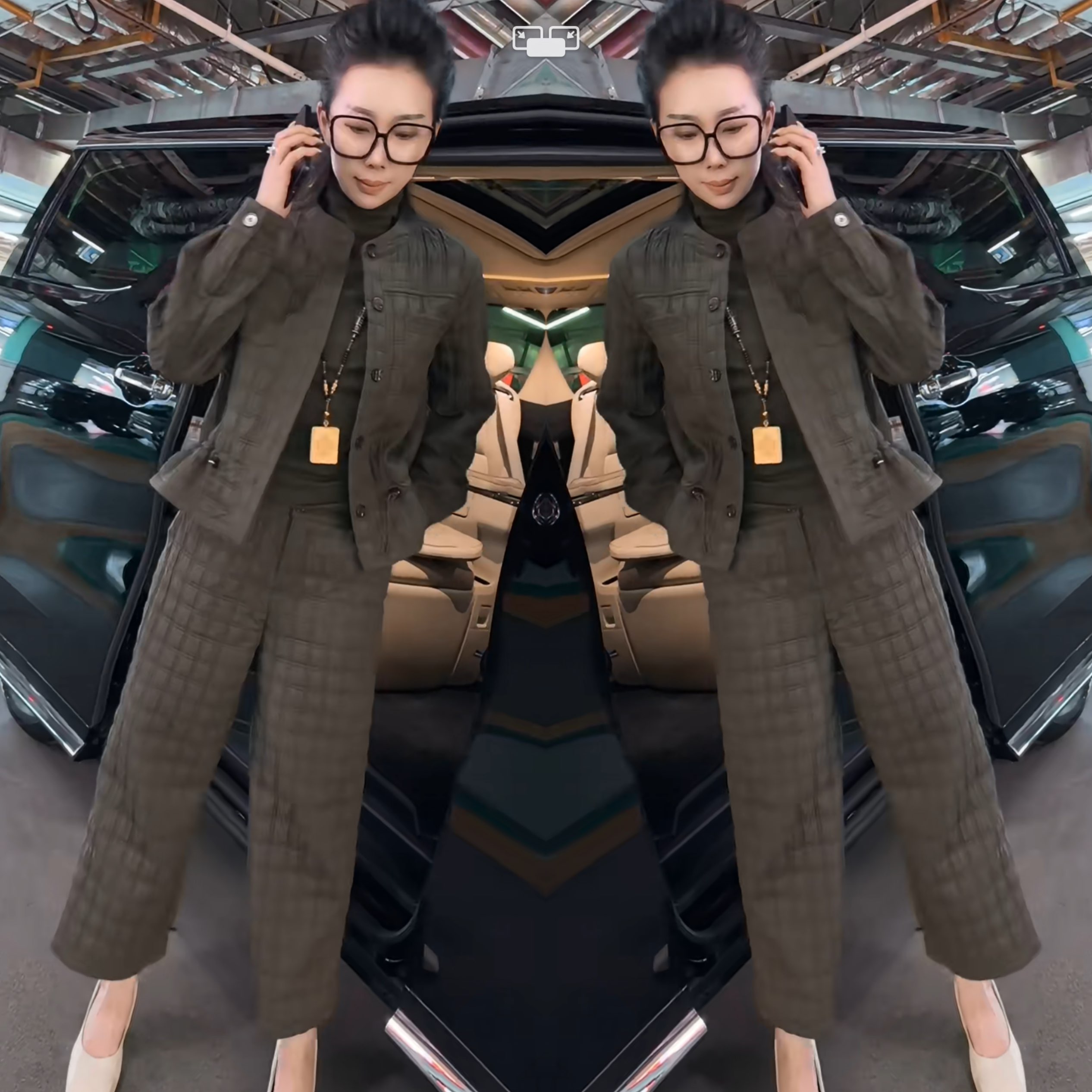 减龄纯色休闲两件套外套裤子潮