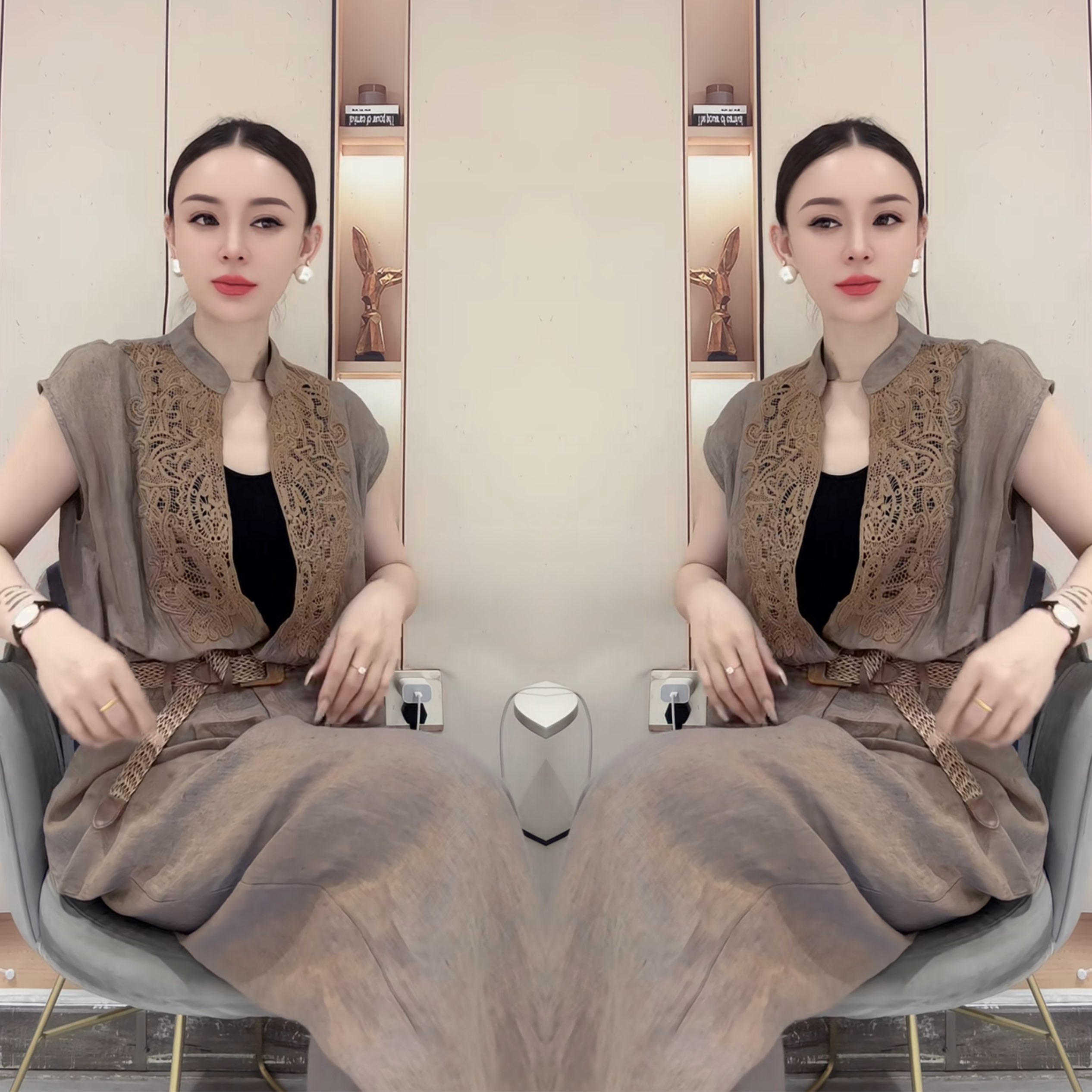 蕾丝拼接设计女神收腰遮肉连体裤