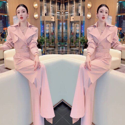 显瘦翻领职业轻奢连体裤女装