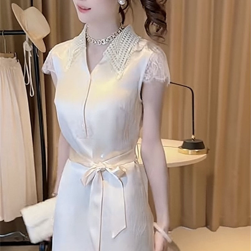 法式精致2025夏季爆款女装蕾丝甜美礼服高级系带优雅纯欲连衣裙潮