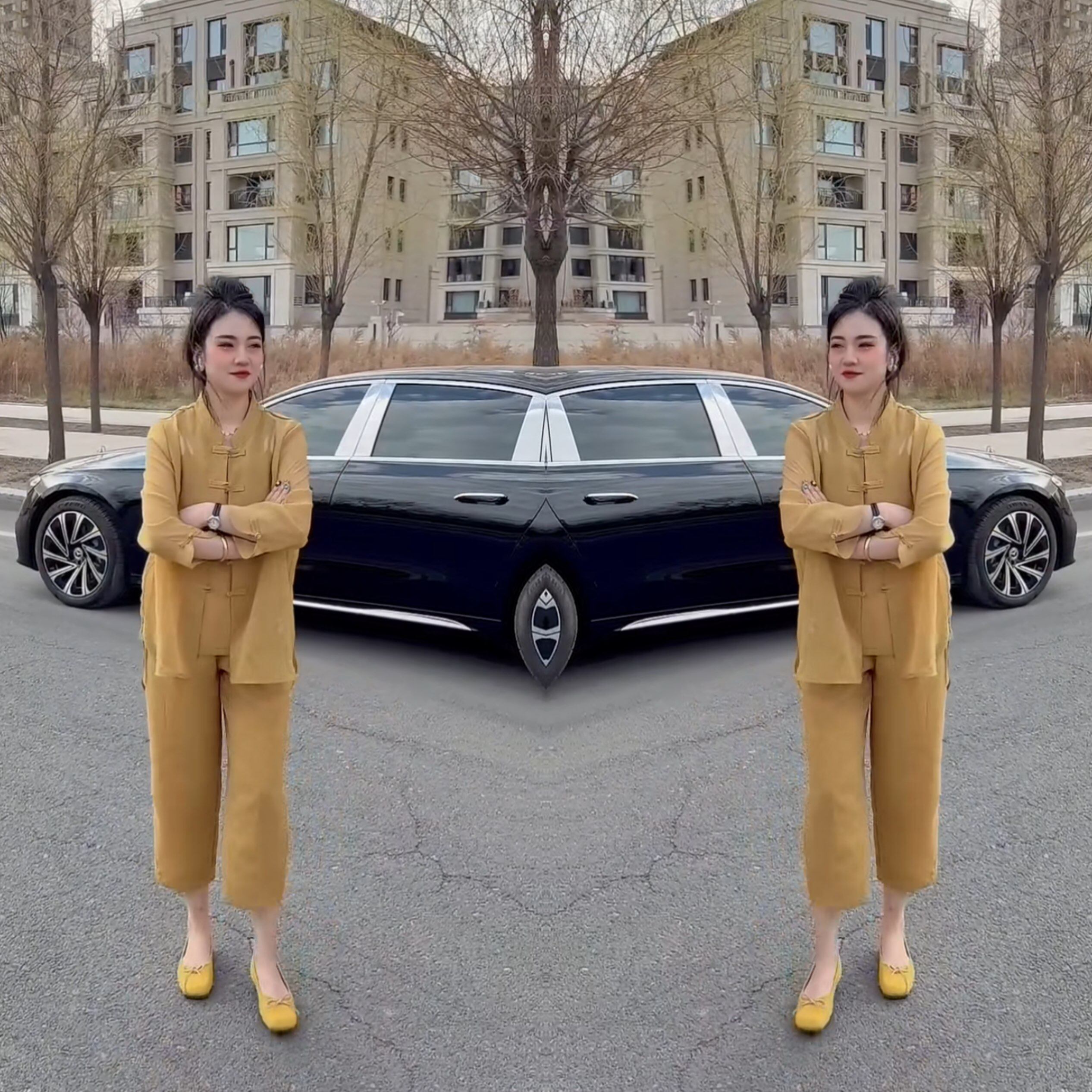 盘扣薄款三件套衬衫吊带八分裤