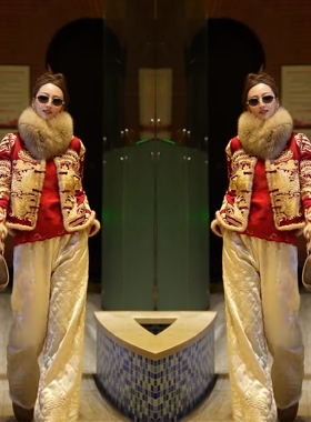 网红新款红色气质提花刺绣花纹工艺小众外套搭配高腰垂感直筒裤女