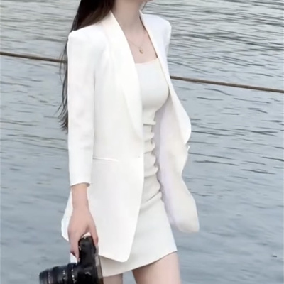西服外套性感吊带包臀连衣裙