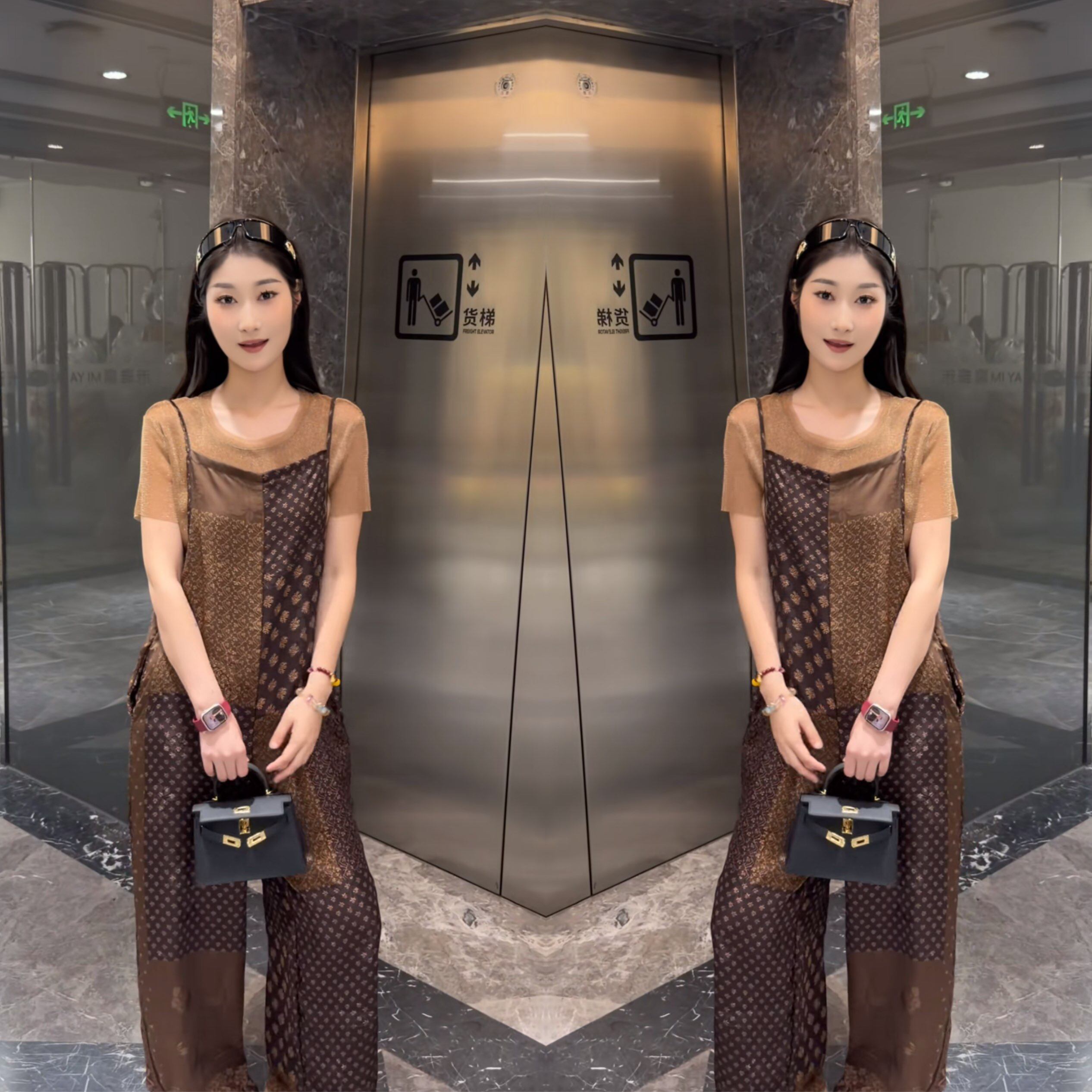 显瘦吊带背带裤搭配打底衫套装