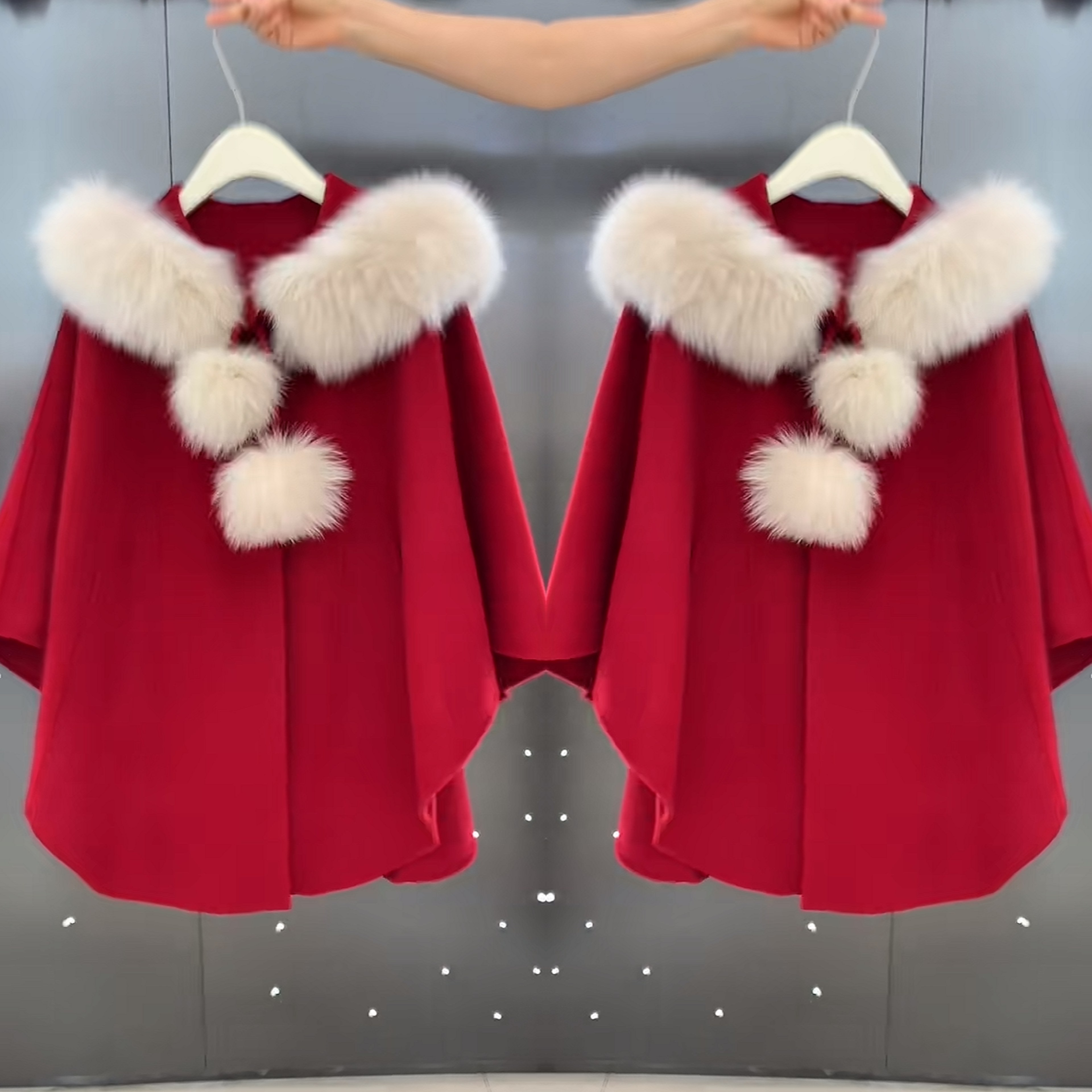 网红爆款炸街冬季红色喜庆宽松蝙蝠设计感优雅知性外套毛领设计潮,女装/女士精品,上衣,淘宝优惠券,粉丝福利购,淘宝优惠卷