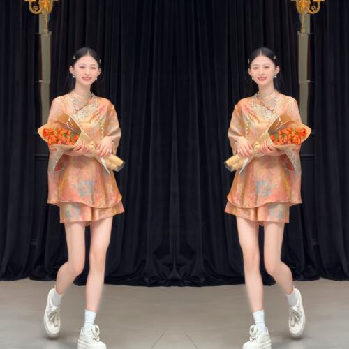 优雅精致印花欧货女装上衣短裤潮