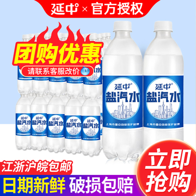 延中盐汽水600ml*20瓶*2箱整箱团购防暑降温碳酸饮料上海老汽水