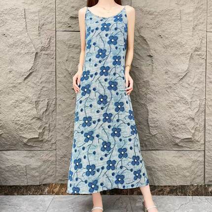 【花觅记】夏季碎花吊带裙女时尚宽松气质夏季法式印花连衣裙女