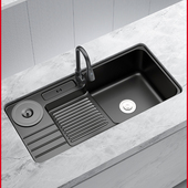 黑色纳米304不锈钢洗衣槽带搓衣板洗衣池阳台户外洗衣盆大号家用