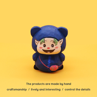 Jay家 手工木雕谢夫涅摆件礼品礼物创意可爱木质网红生日背包熊