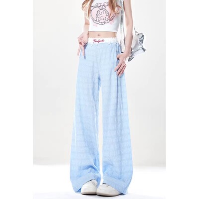 ZRSEE蕾丝垂感显高阔腿裤小个子