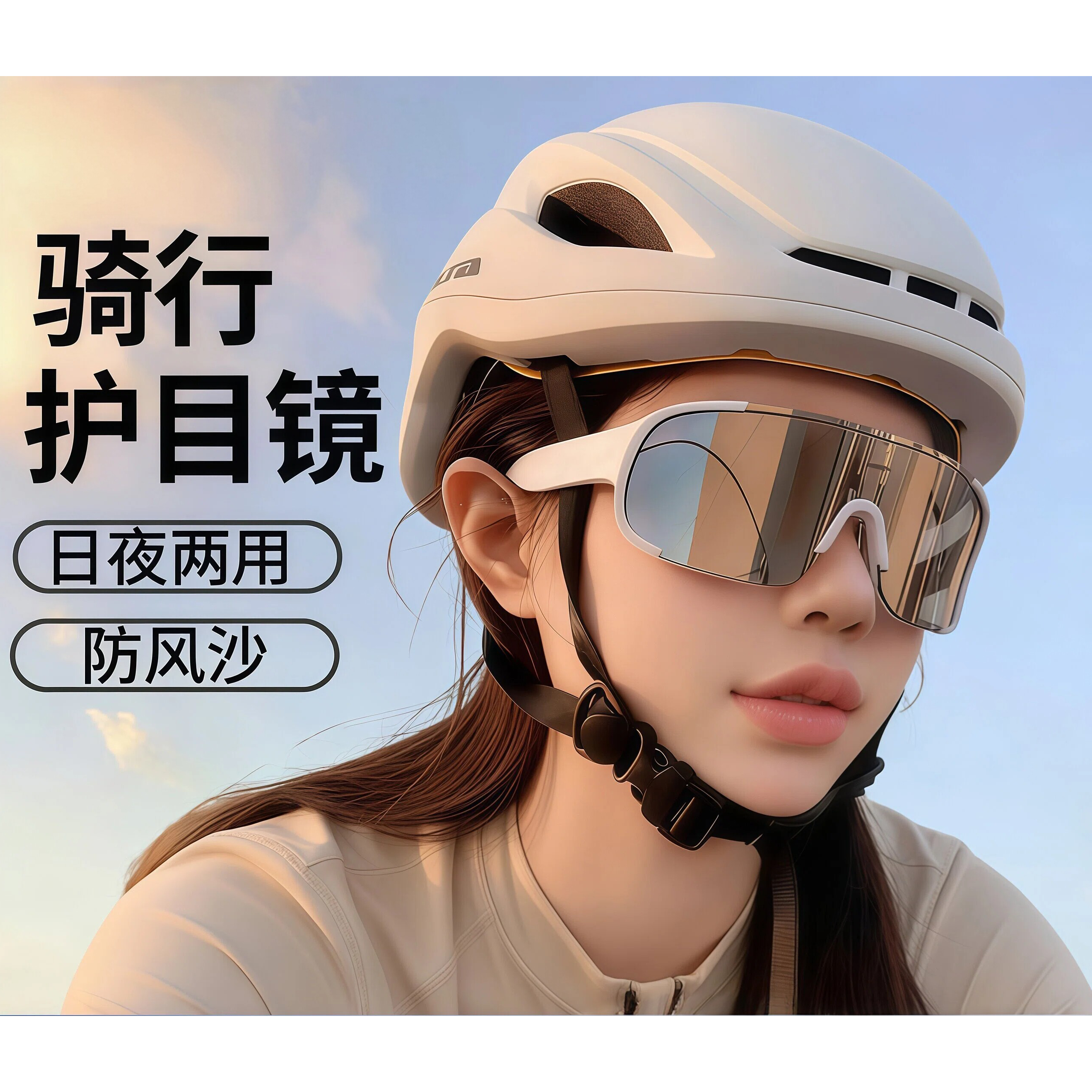 高端骑行防风护目镜女骑车眼镜日夜两用墨镜自行车摩托车可戴眼镜