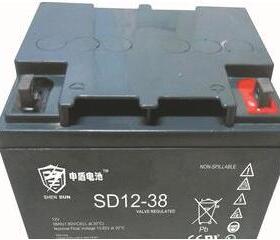 申盾蓄电池12V38AH路灯/监控SD12-38消防设施/UPS应急电源储备