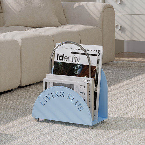 livingplus多巴胺色杂志架铁艺落地桌面书报架收纳架创意客厅摆件