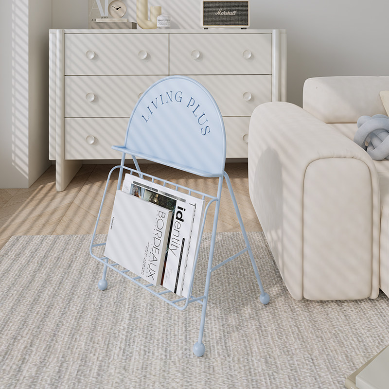 living plus多巴胺彩色书报架铁艺杂志架客厅折叠收纳架创意摆件