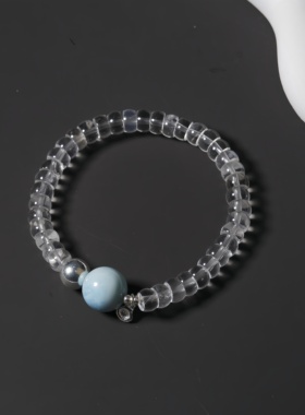 925银【海洋】白水晶海纹石简约大气清晰手串
