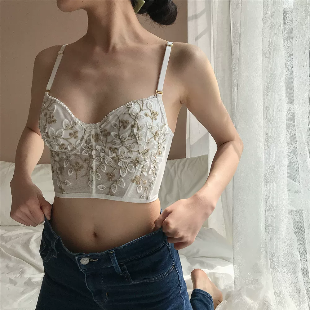 Lace underwear MIEUX ET ZOE, бюстгальтер с каушами, бра с стальными кольцами, французский стиль, с вышивкой