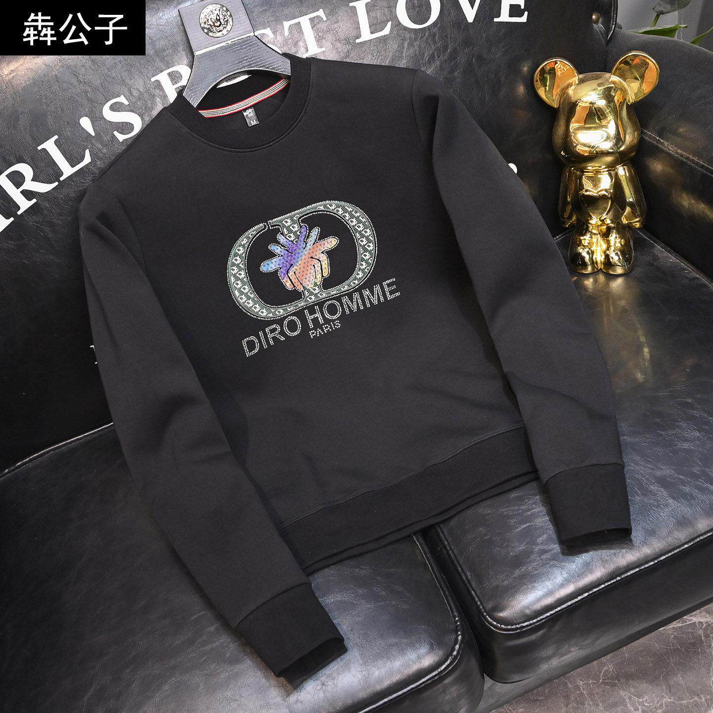 犇公子时尚休闲刺绣印花上衣男装秋冬高级感圆领套头时尚长袖卫衣