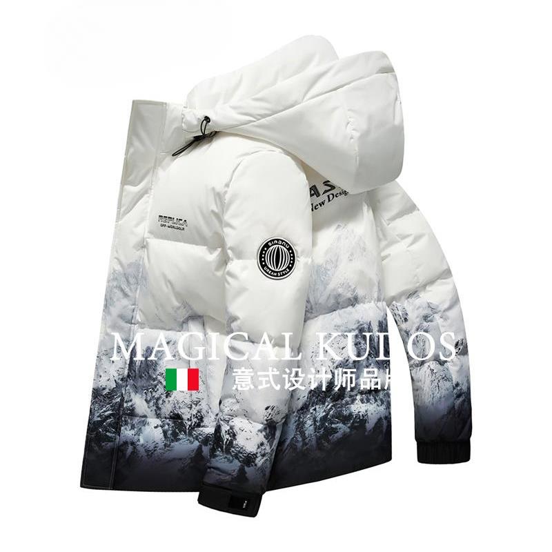 MAGICAL KUDOS加厚羽绒服男短款2024冬季新款白鸭绒保暖迷彩外套