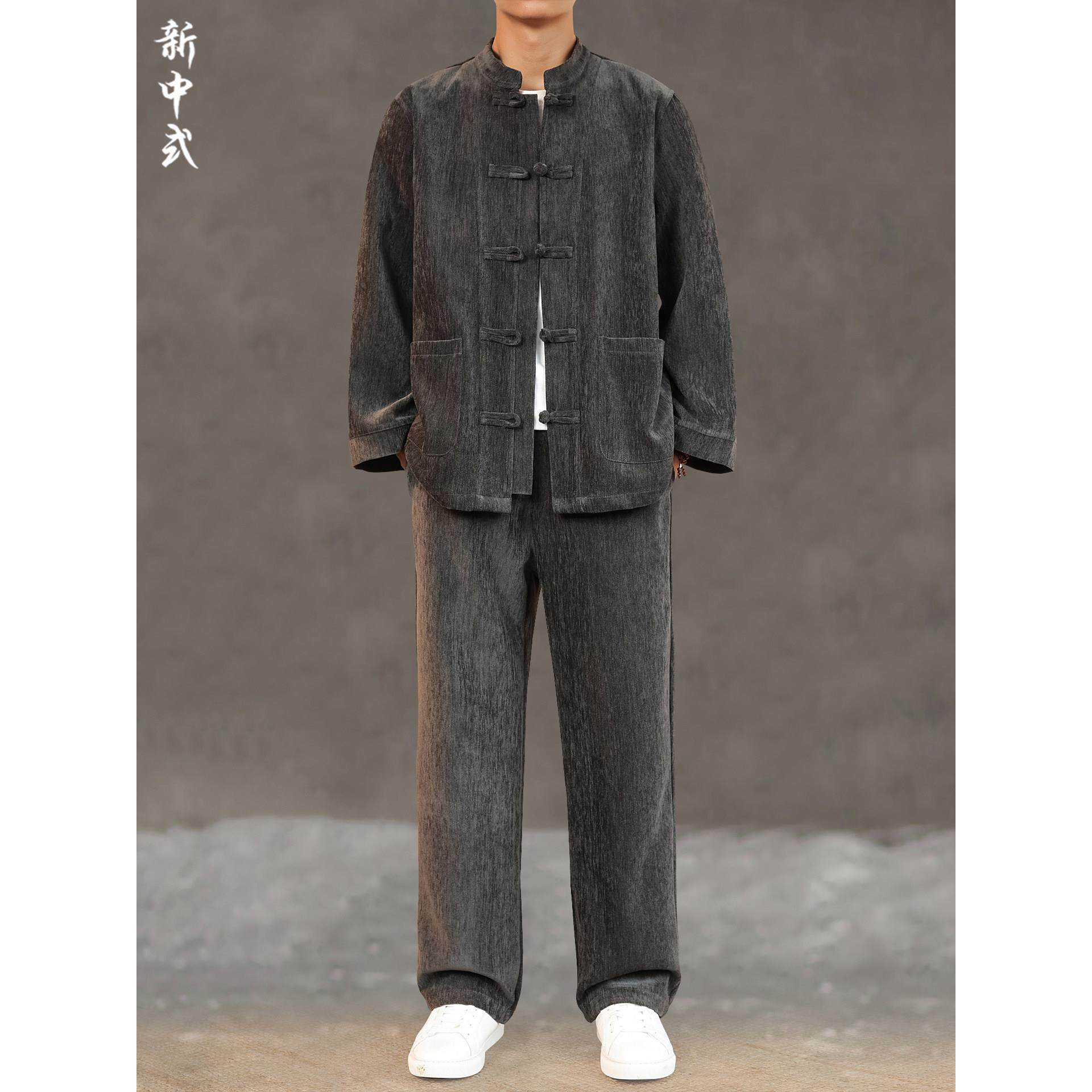 BellerLee 中国风覆古盘扣两件套秋冬宽松休闲套装新中式男装外套