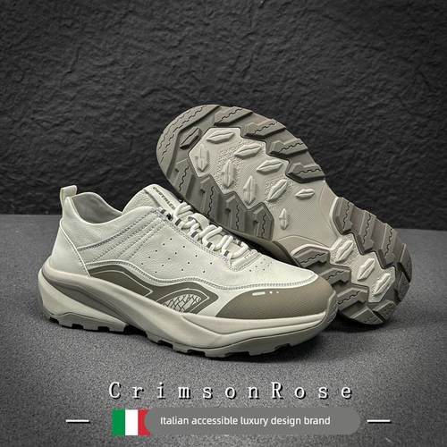 CR轻奢意大利2025秋冬真皮旅游鞋透气运动登山鞋户外慢跑鞋男轻量