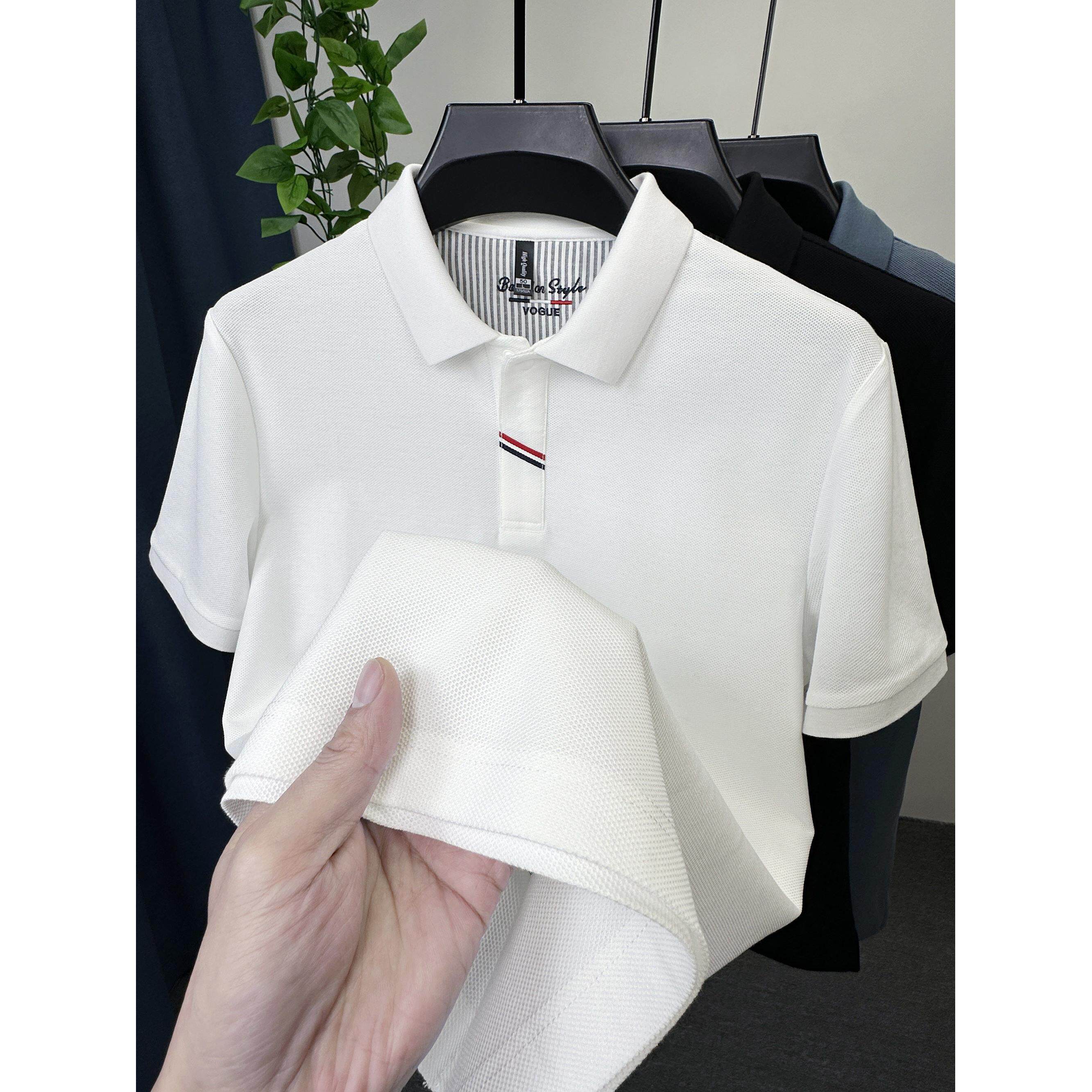 BellerLee 男士翻领POLO衫短袖商务休闲纯色修身T恤夏季