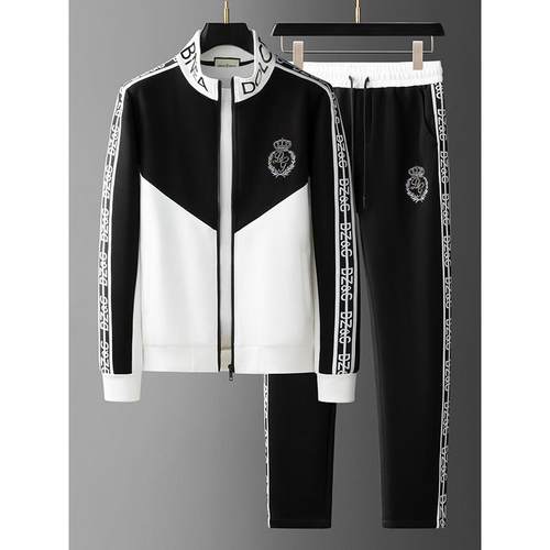 BellerLee 拼接运动套装男秋冬休闲时尚拼色立领开衫外套两件套