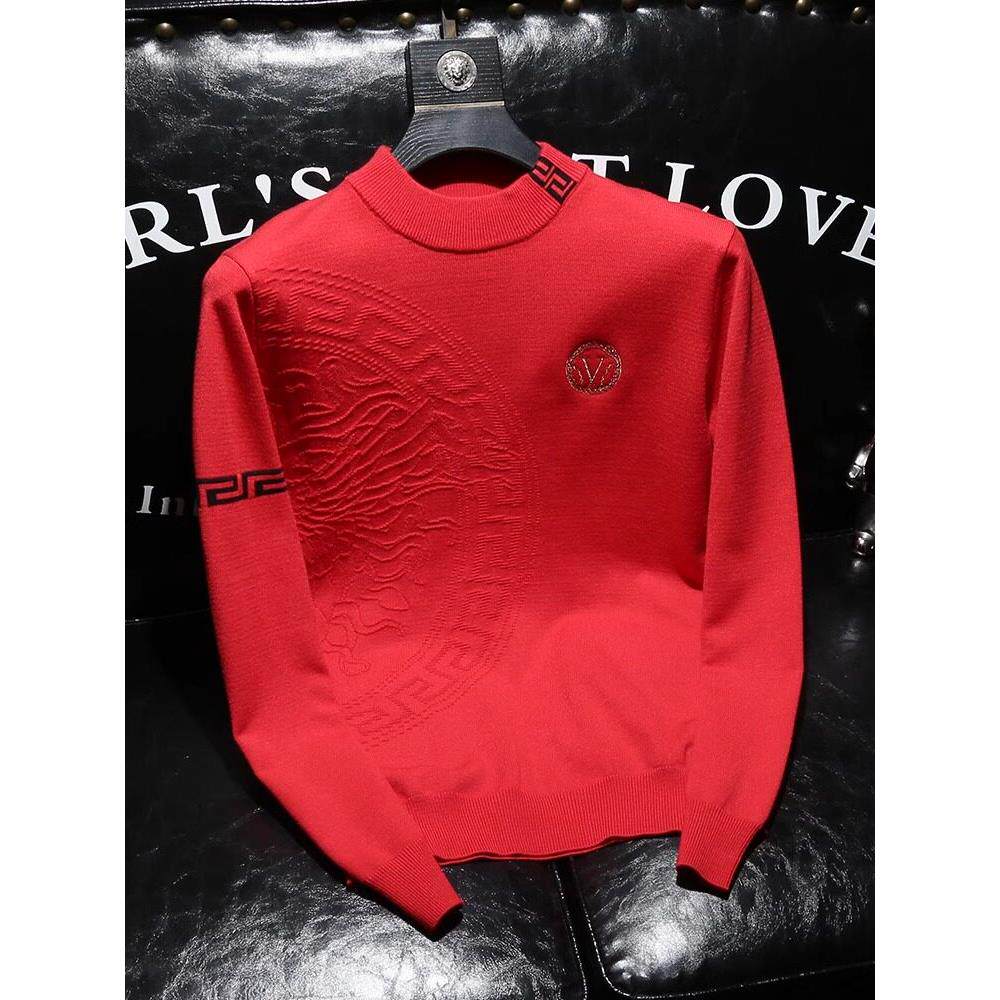 内搭男款秋冬高端品牌正品潮流时尚毛衣2025保暖红色男士羊毛衫