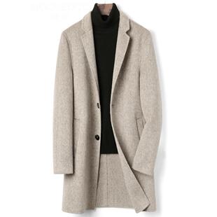 默守双面羊绒大衣男新款中长款中年修身冬季内胆羊毛休闲毛呢外套