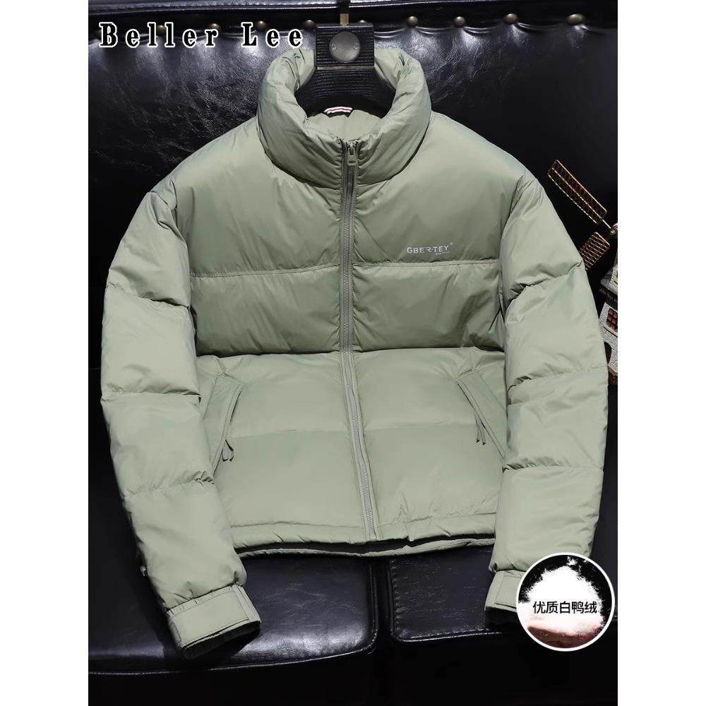 BellerLee 轻奢羽绒服男2024冬季时尚修身潮流立领白鸭绒保暖外套