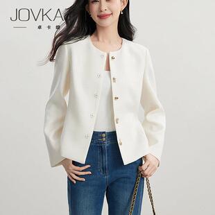 2026早春新款立裁收腰肌理感职场风小香上衣简约百搭小个子短外套