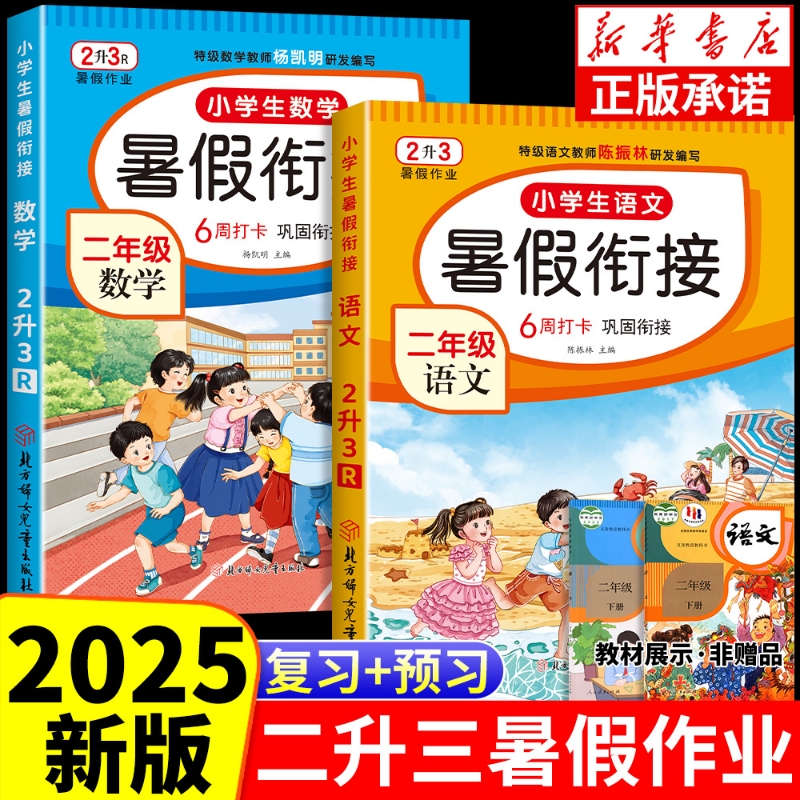 二年级下册暑假作业2升3二升三暑假衔接语文数学全套同步人教版教材一年级升口算题阅读理解看图写话练字帖练习假期训练配套