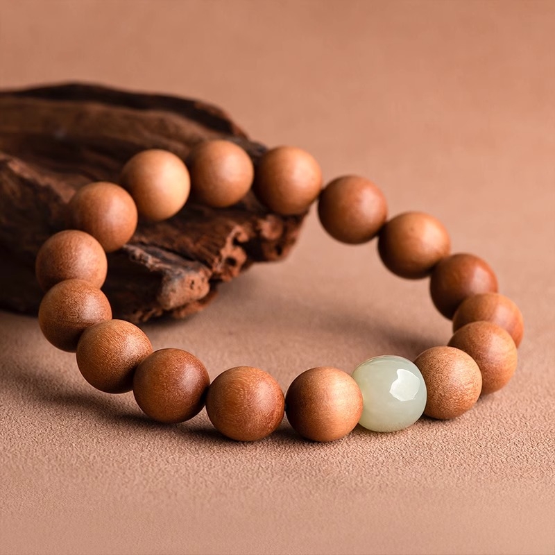 天然印尼老山芭比檀木手串文玩佛珠学生情侣檀香木和田玉配饰手链